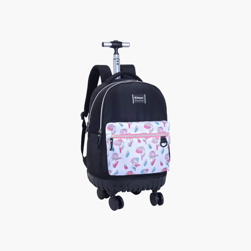 بوز Printed Trolley Backpack with Retractable Handle - 27x10x31 cms